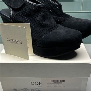 Cordani Black Suede Wedge Mules NIB!